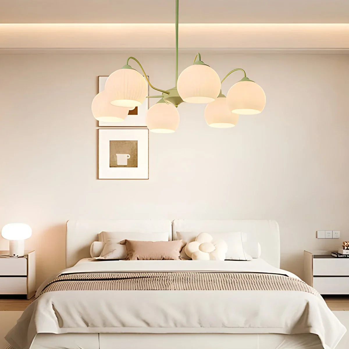 flairel Ribbed Glass Matcha Chandelier