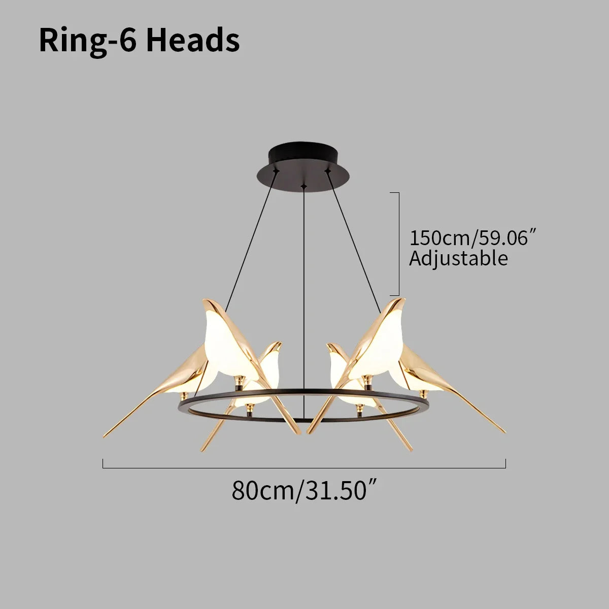 flairel Modern Gold Birds LED Chandelier