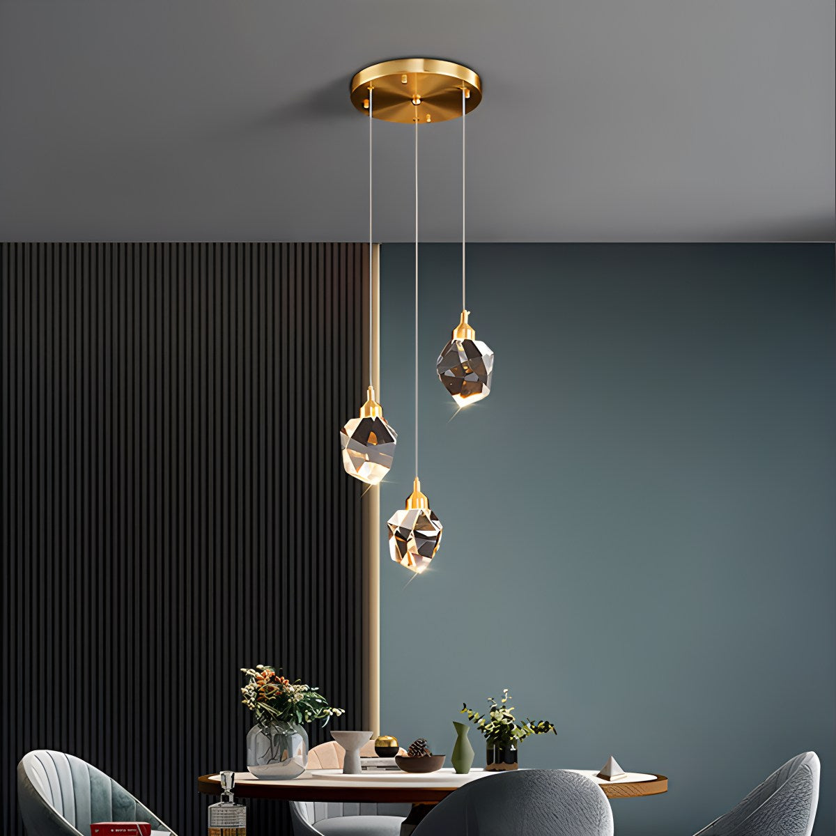 flairel Rock Crystal Rain Chandelier for Living Room