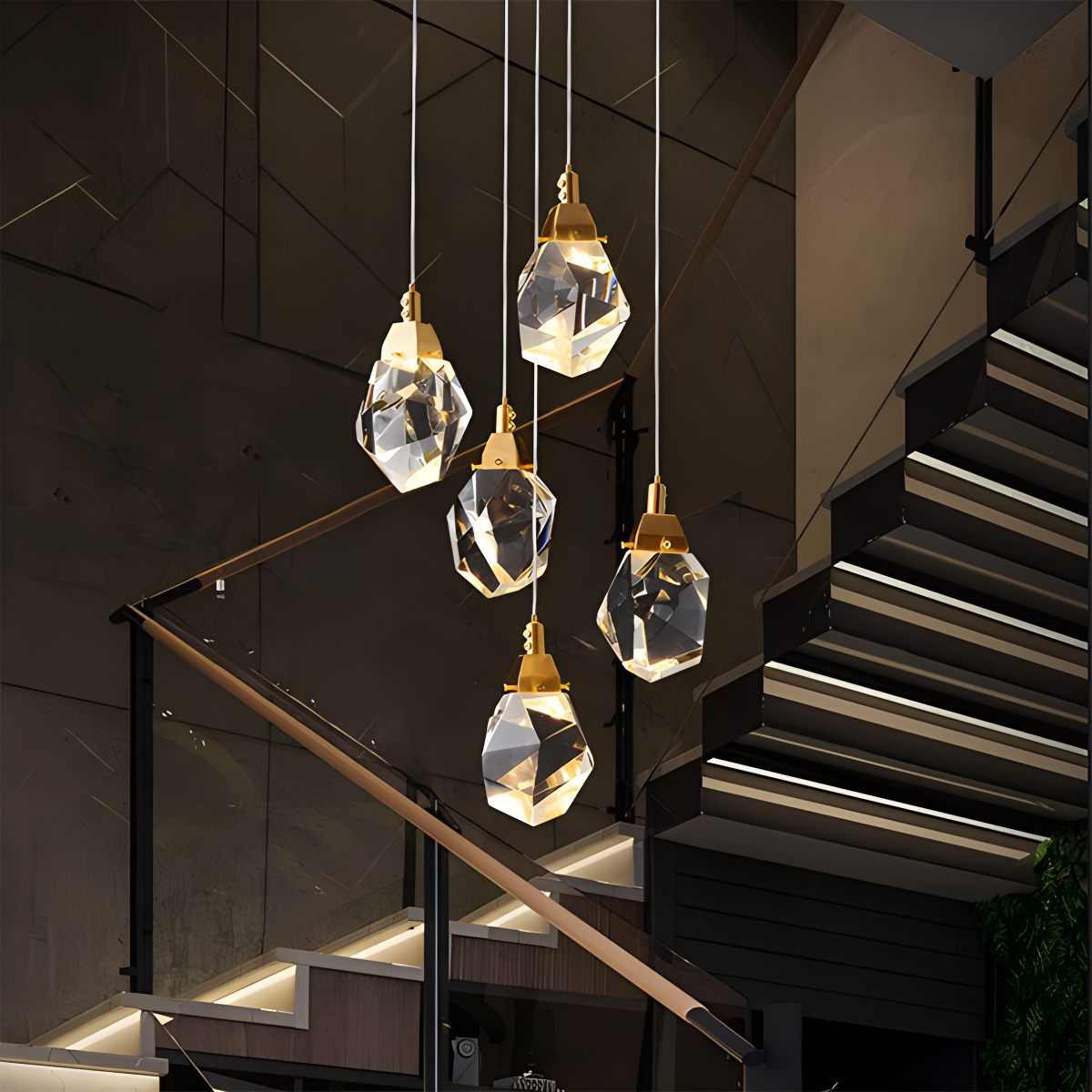 flairel Rock Crystal Rain Chandelier for Living Room