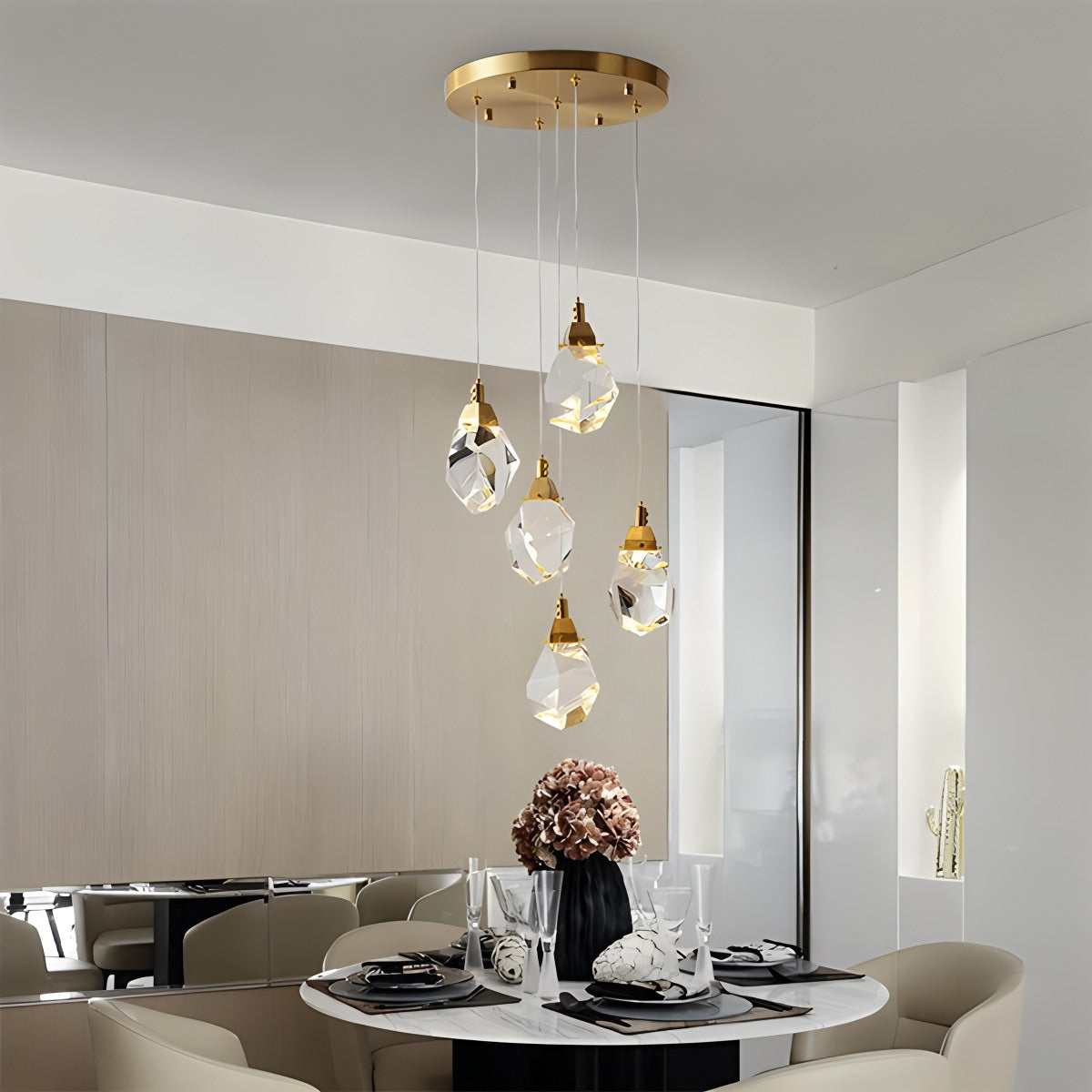 flairel Rock Crystal Rain Chandelier for Living Room