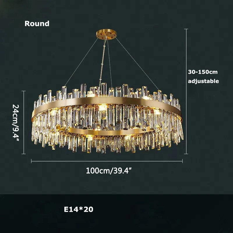 flairel Round Oval Crystal Chandelier