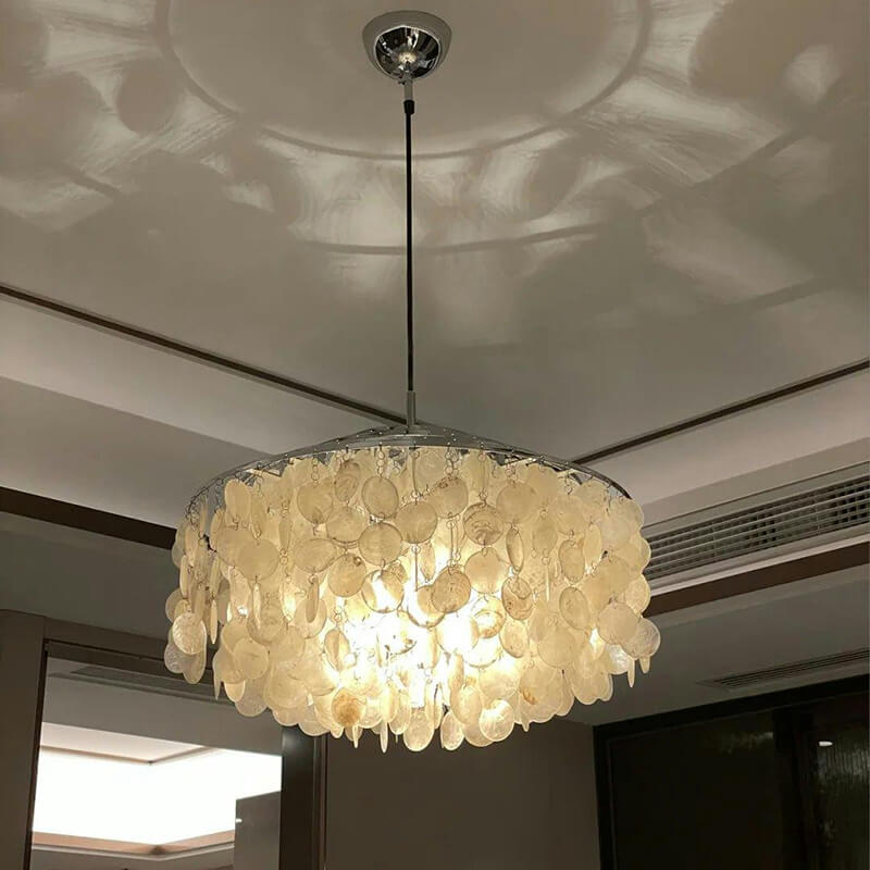 flairel Round Shell Chandelier for Bedroom Living Room