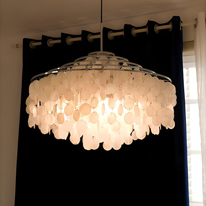flairel Round Shell Chandelier for Bedroom Living Room