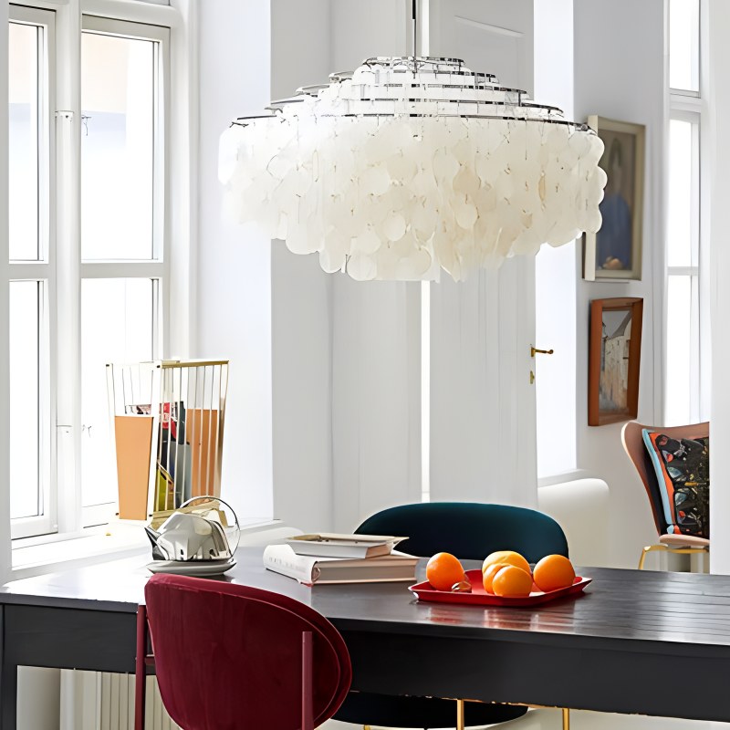 flairel Round Shell Chandelier for Bedroom Living Room