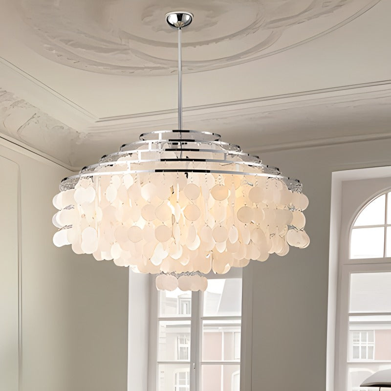 flairel Round Shell Chandelier for Bedroom Living Room