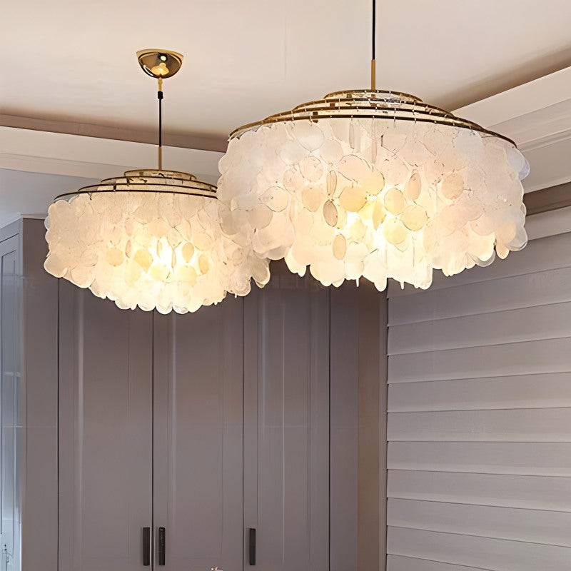 flairel Round Shell Chandelier for Bedroom Living Room