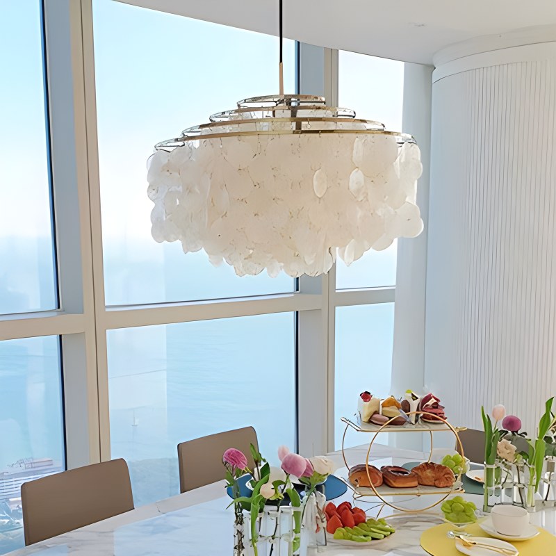 flairel Round Shell Chandelier for Bedroom Living Room