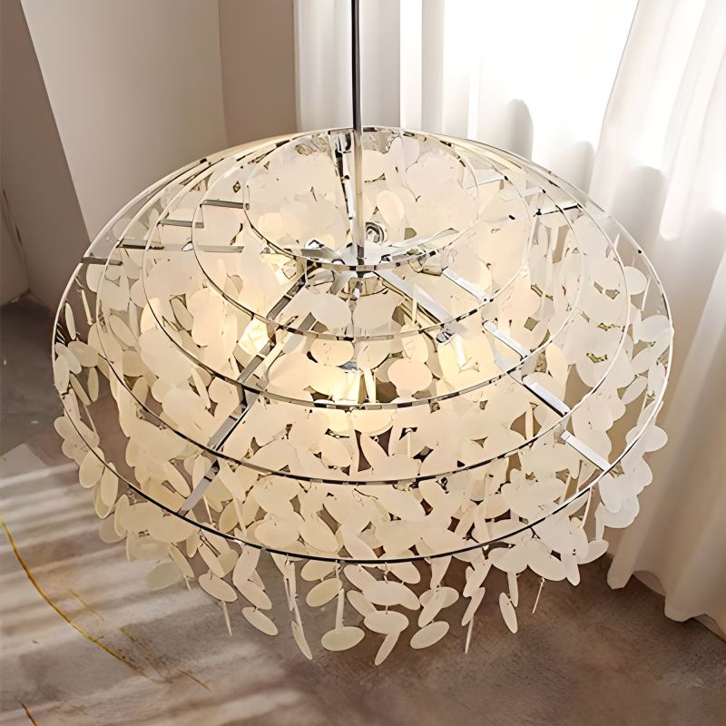 flairel Round Shell Chandelier for Bedroom Living Room