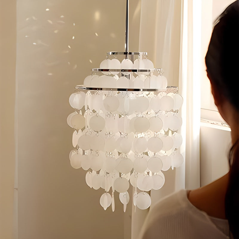 flairel Round Shell Chandelier for Bedroom Living Room