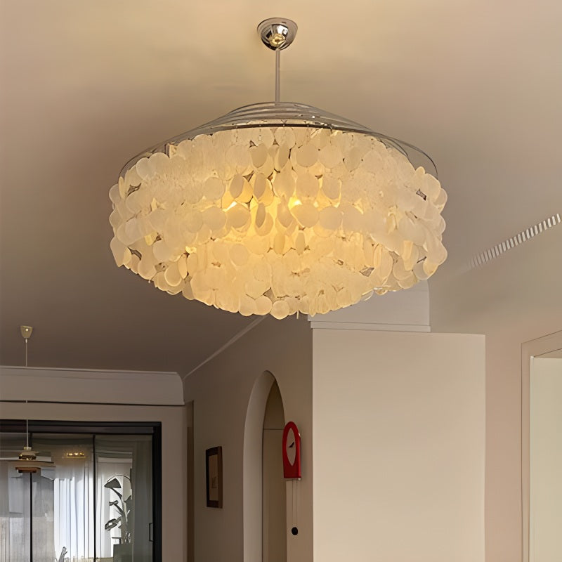 flairel Round Shell Chandelier for Bedroom Living Room