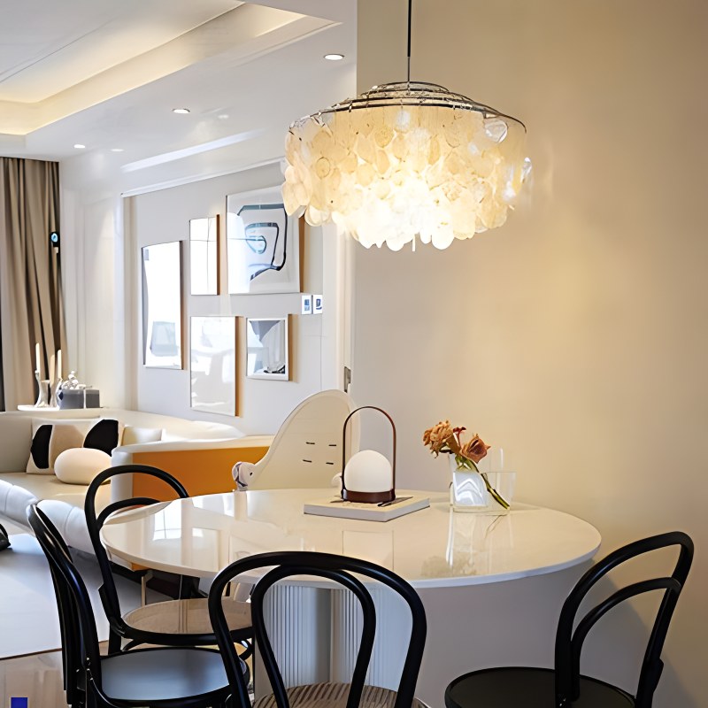 flairel Round Shell Chandelier for Bedroom Living Room
