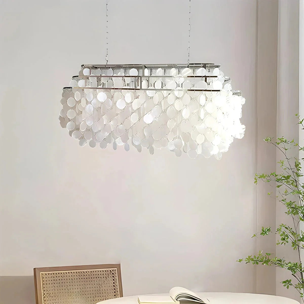 flairel Round Shell Chandelier for Bedroom Living Room