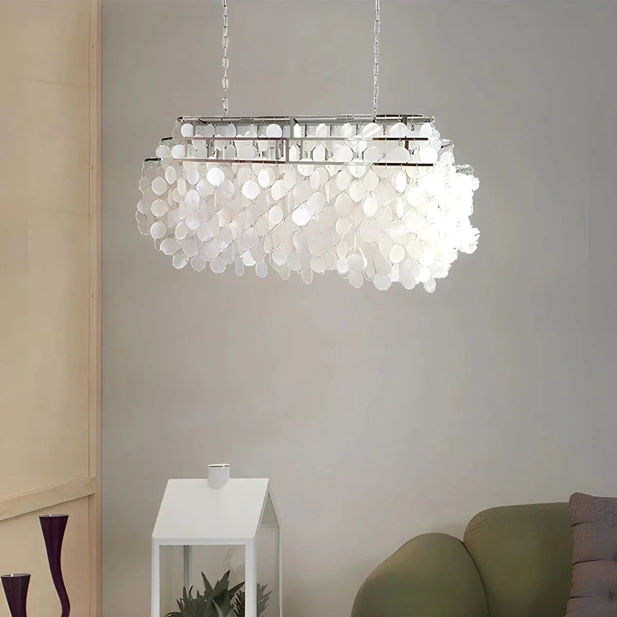 flairel Round Shell Chandelier for Bedroom Living Room