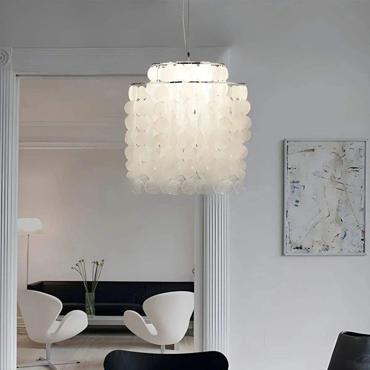 flairel Round Shell Chandelier for Bedroom Living Room