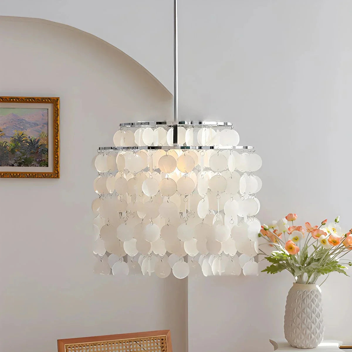 flairel Round Shell Chandelier for Bedroom Living Room