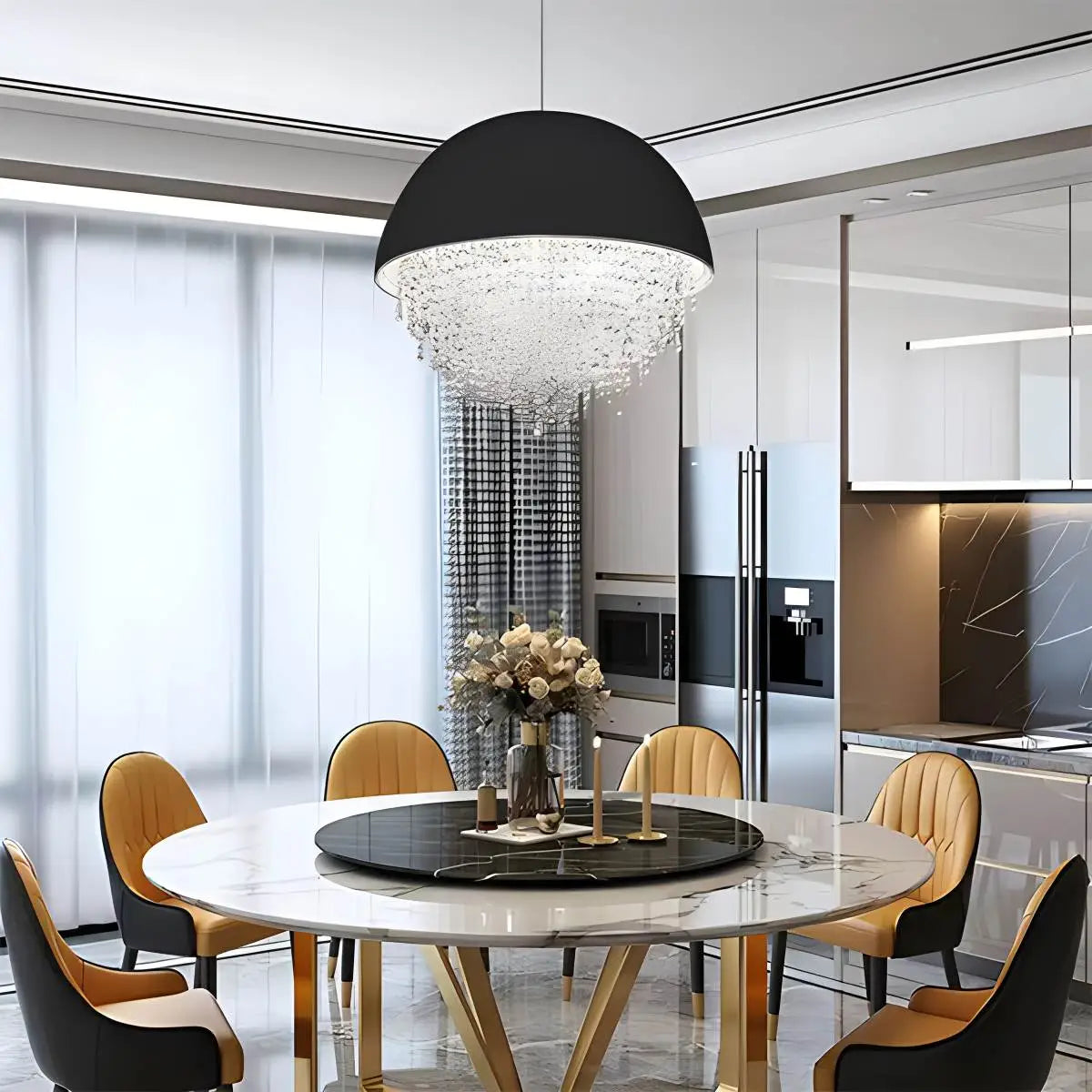 flairel Spherical Crystal Chandelier Globe Pendant Light