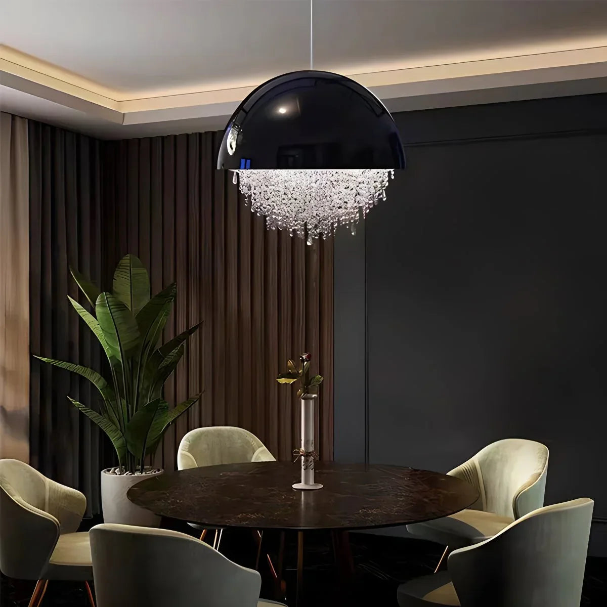 flairel Spherical Crystal Chandelier Globe Pendant Light