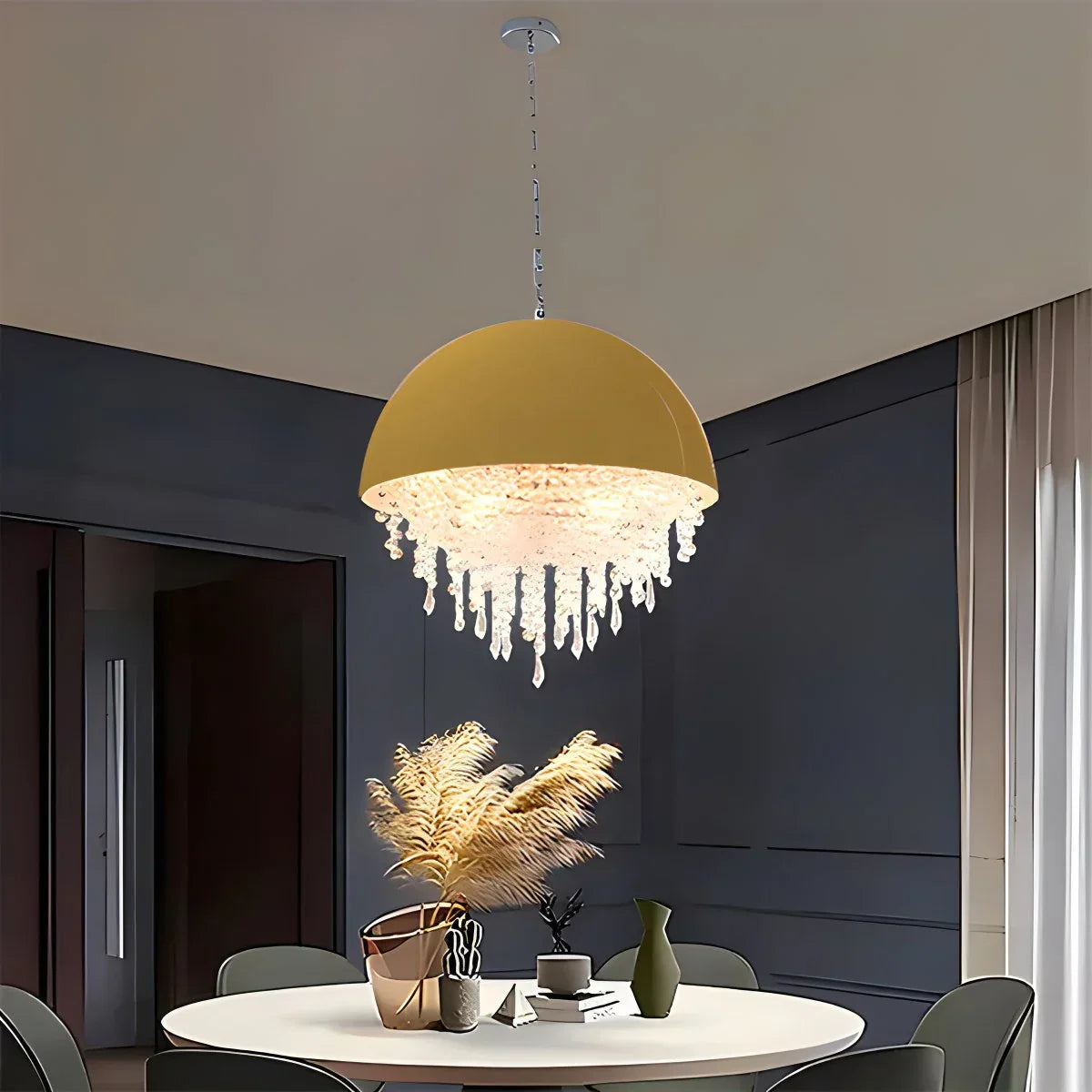 flairel Spherical Crystal Chandelier Globe Pendant Light