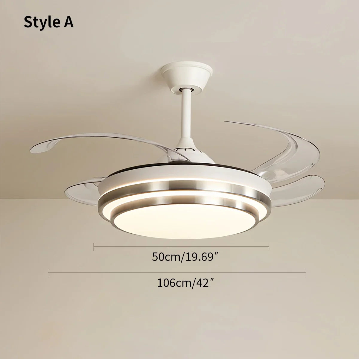 flairel Modern White Ceiling Fan with Light