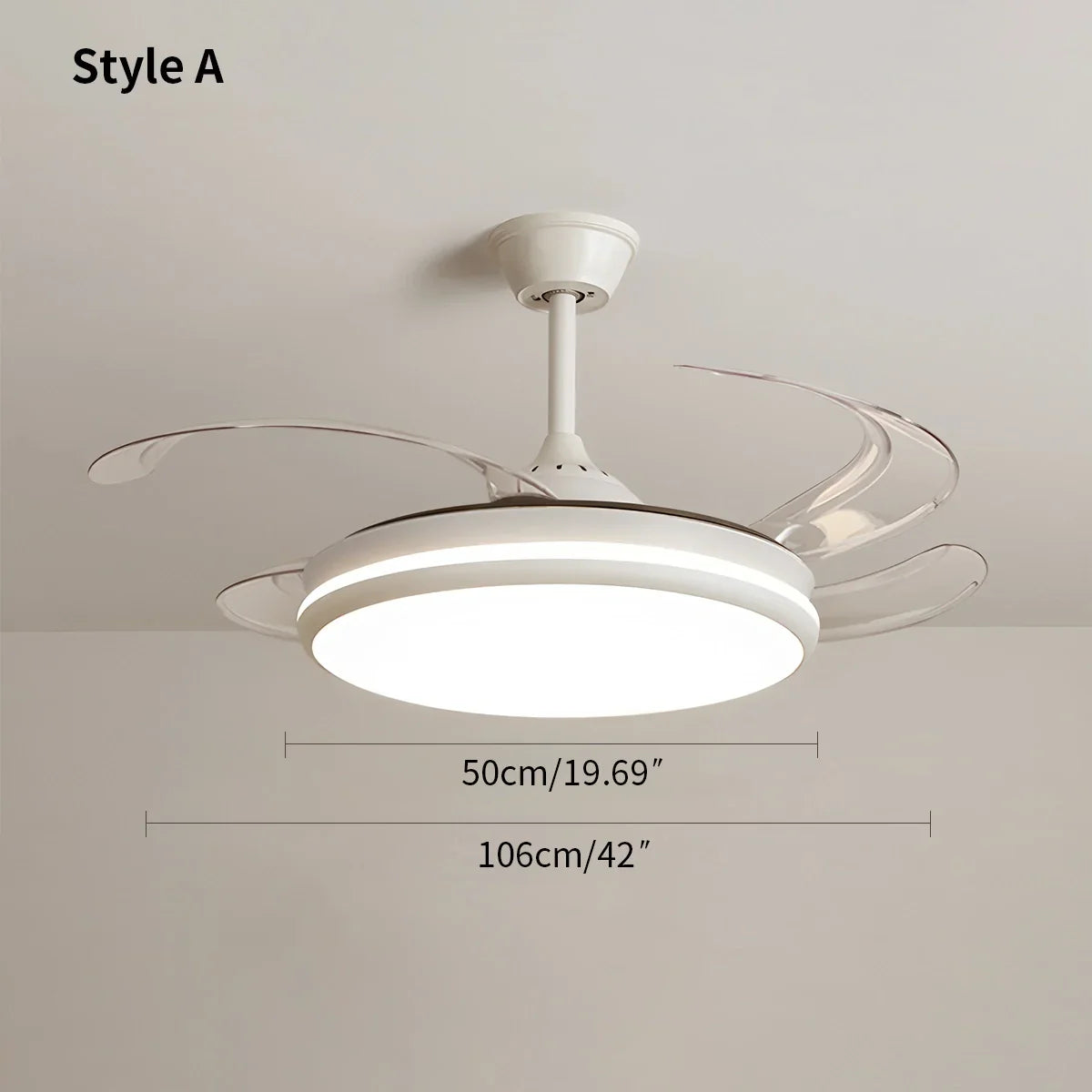 flairel Modern Remote Ceiling Fan Light with Clear Blades
