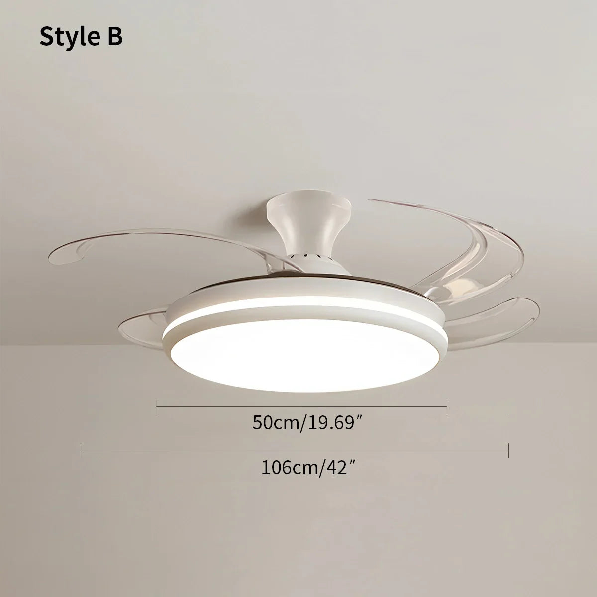 flairel Modern Remote Ceiling Fan Light with Clear Blades