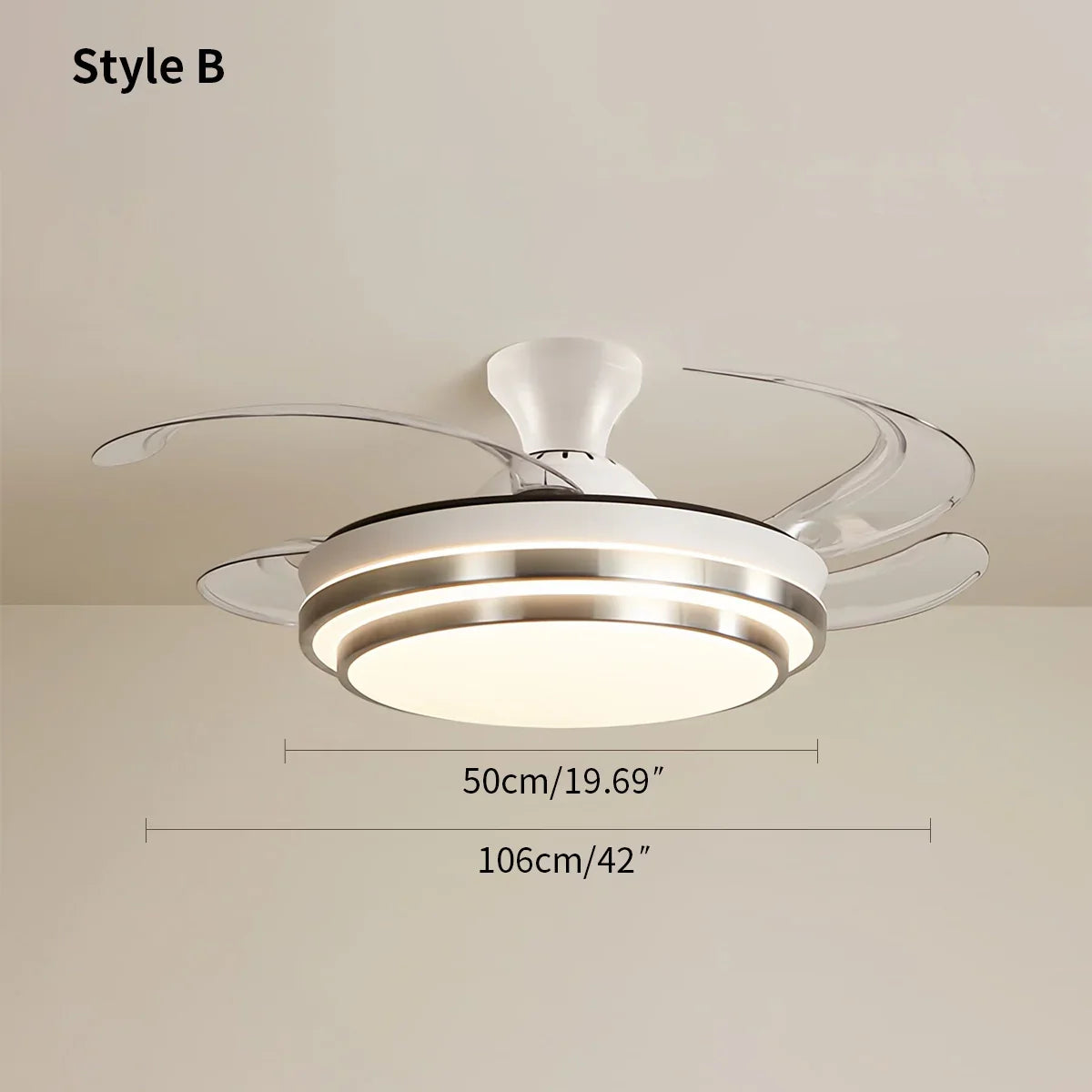 flairel Modern White Ceiling Fan with Light