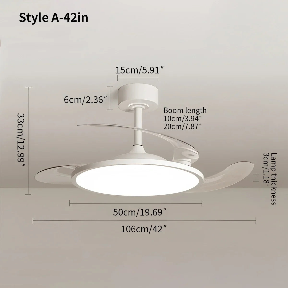 flairel Silent Remote Control White Ceiling Fan Light