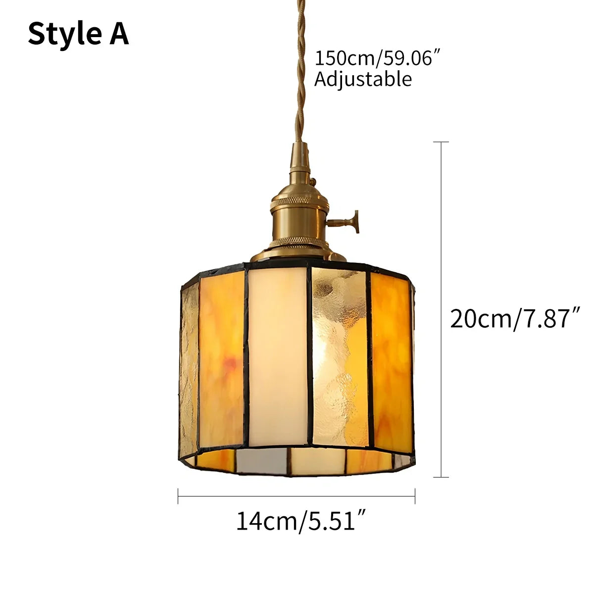 flairel Vintage Brass Glass Pendant Light