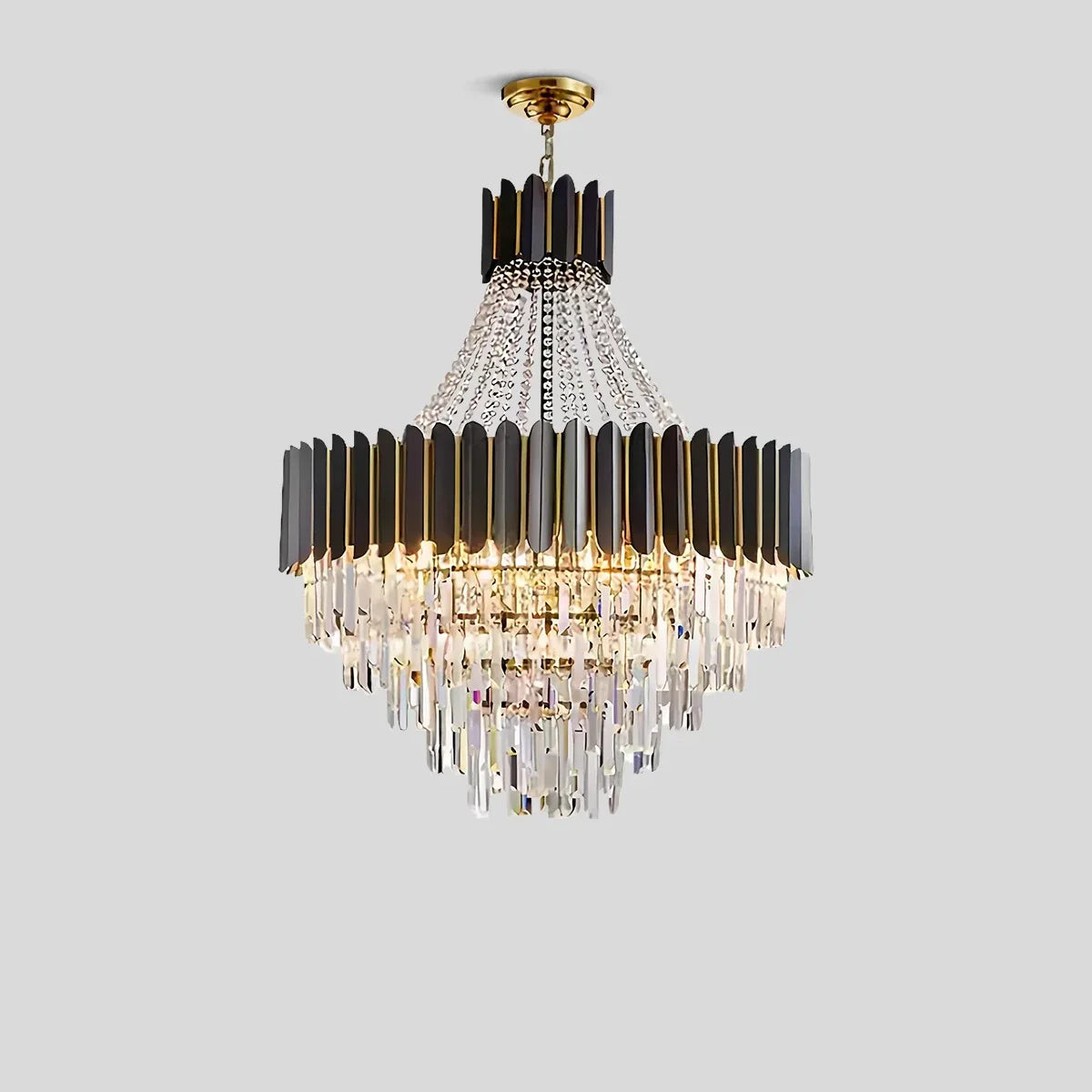 flairel Modern Black Gold Luxury Crystal Chandelier