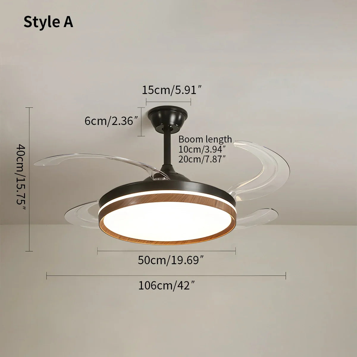 flairel Retractable Blade Ceiling Fan with Light
