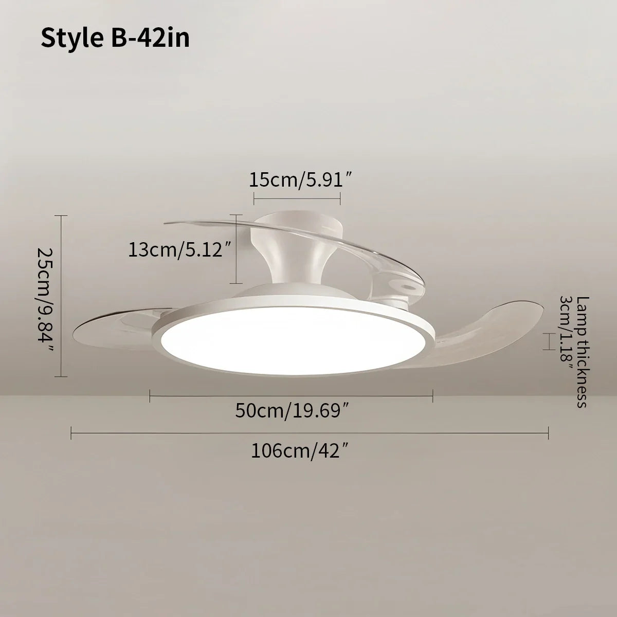 flairel Silent Remote Control White Ceiling Fan Light
