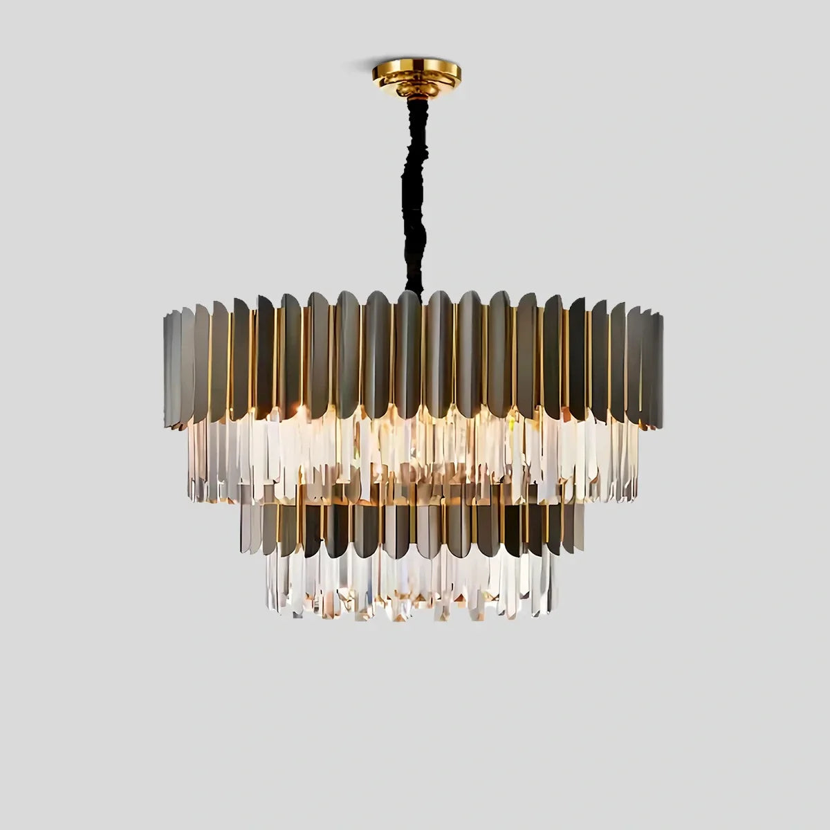 flairel Modern Black Gold Luxury Crystal Chandelier