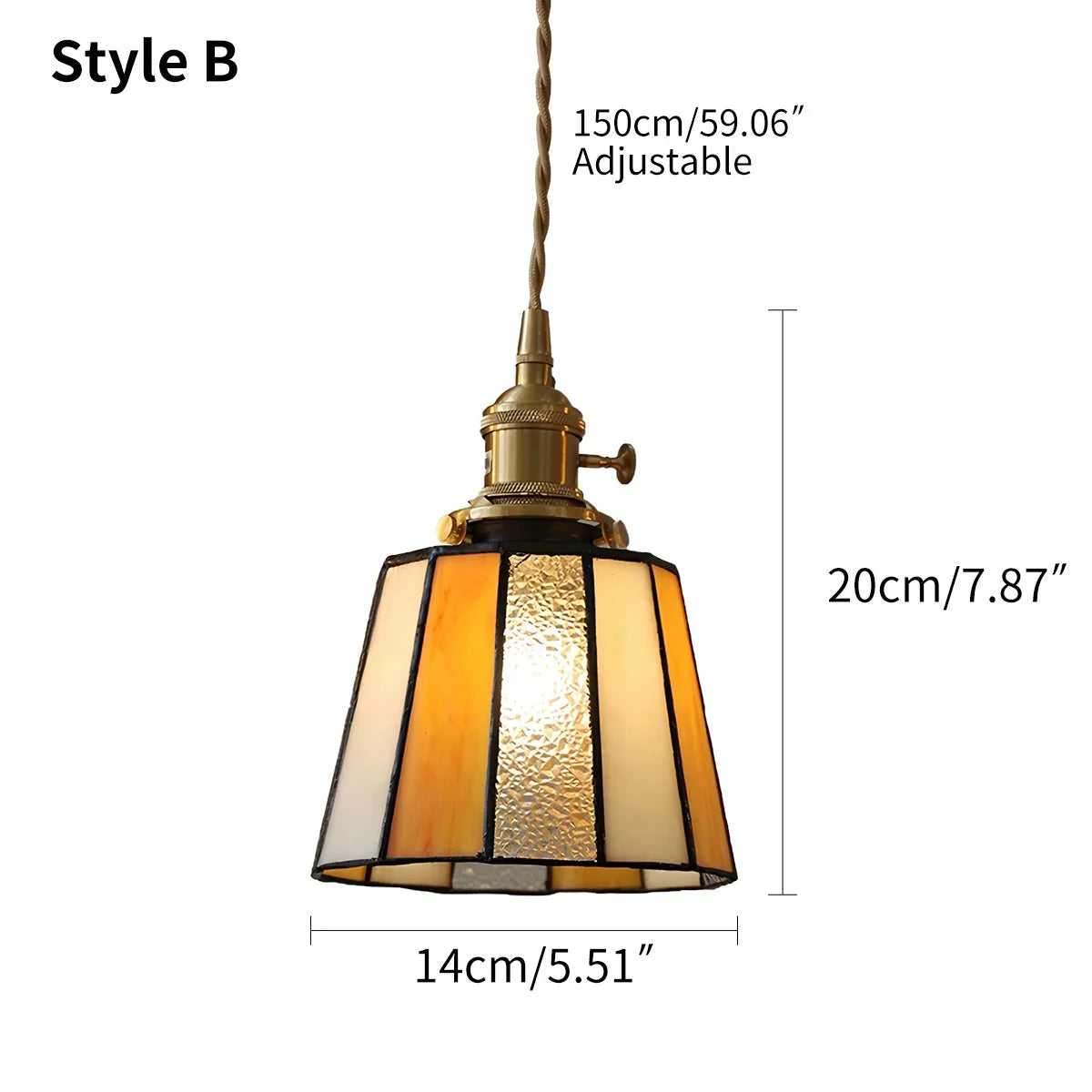 flairel Vintage Brass Glass Pendant Light