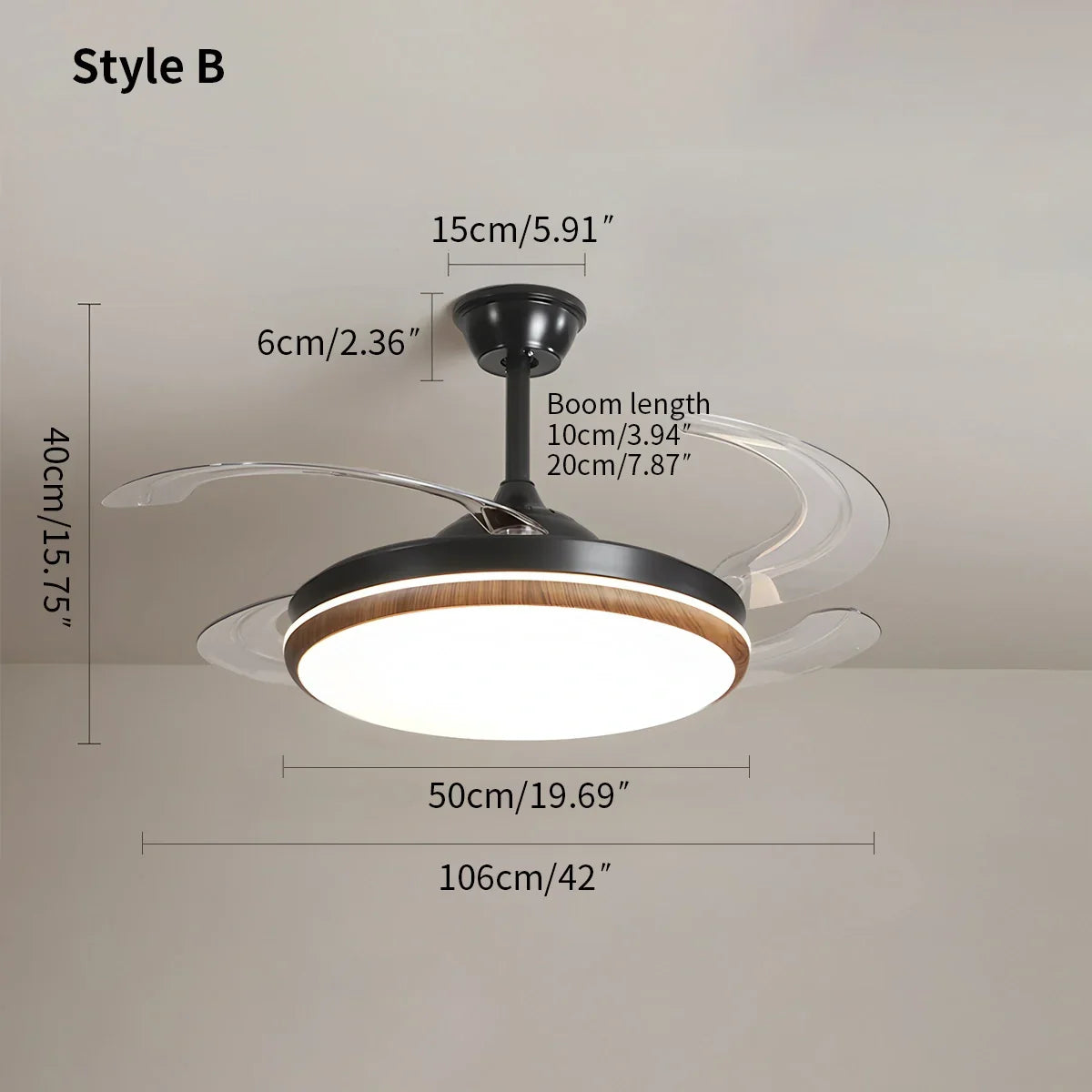 flairel Retractable Blade Ceiling Fan with Light