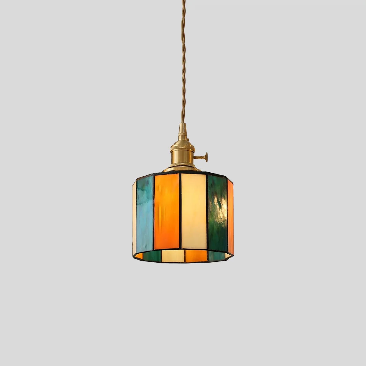 flairel Vintage Brass Glass Pendant Light