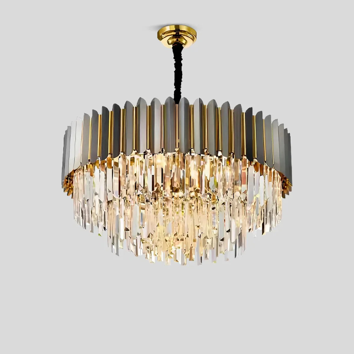 flairel Modern Black Gold Luxury Crystal Chandelier