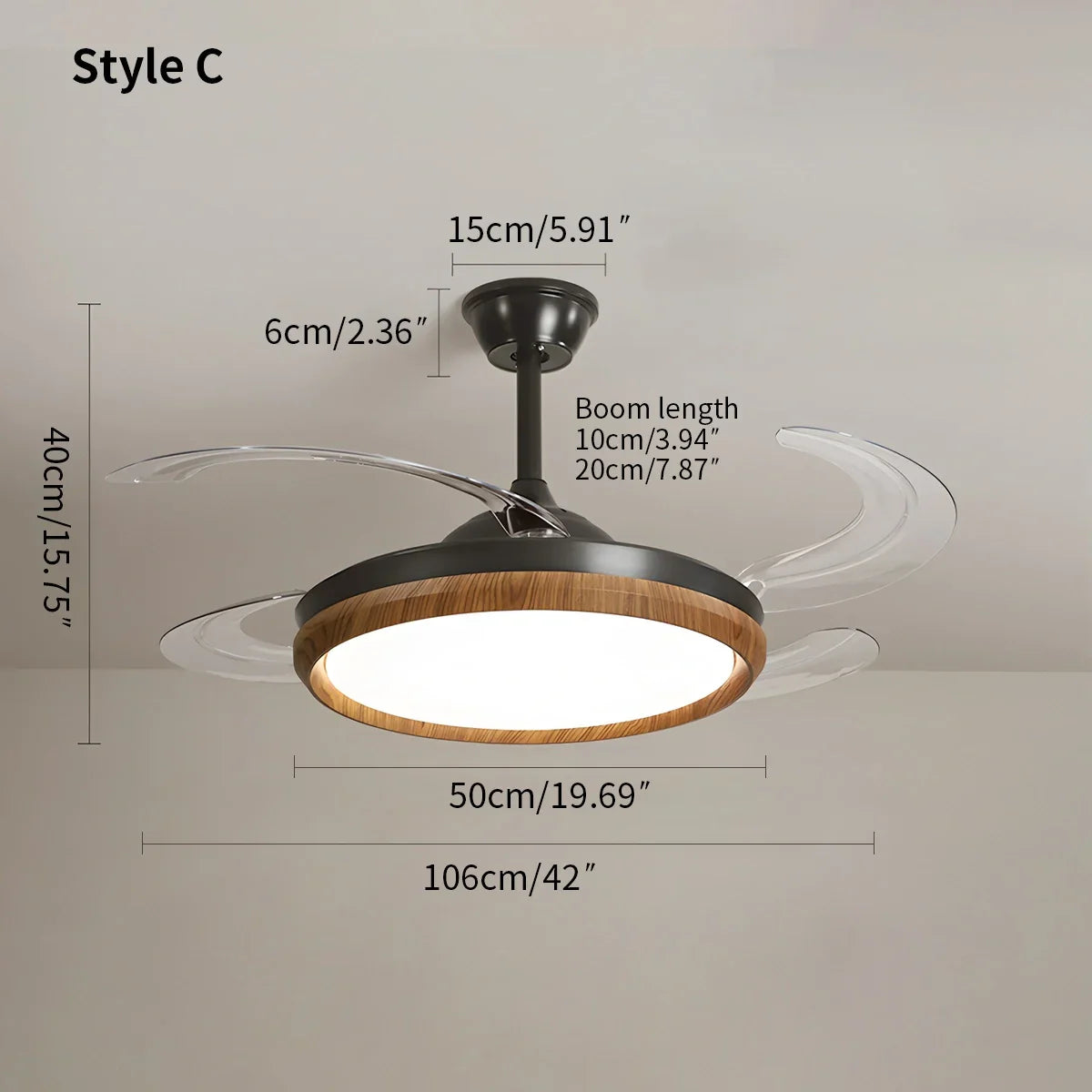 flairel Retractable Blade Ceiling Fan with Light