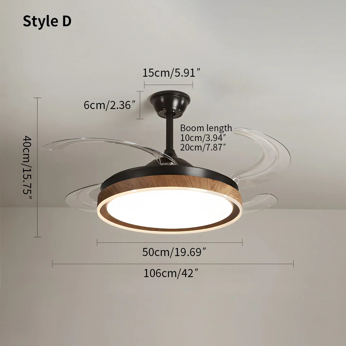 flairel Retractable Blade Ceiling Fan with Light