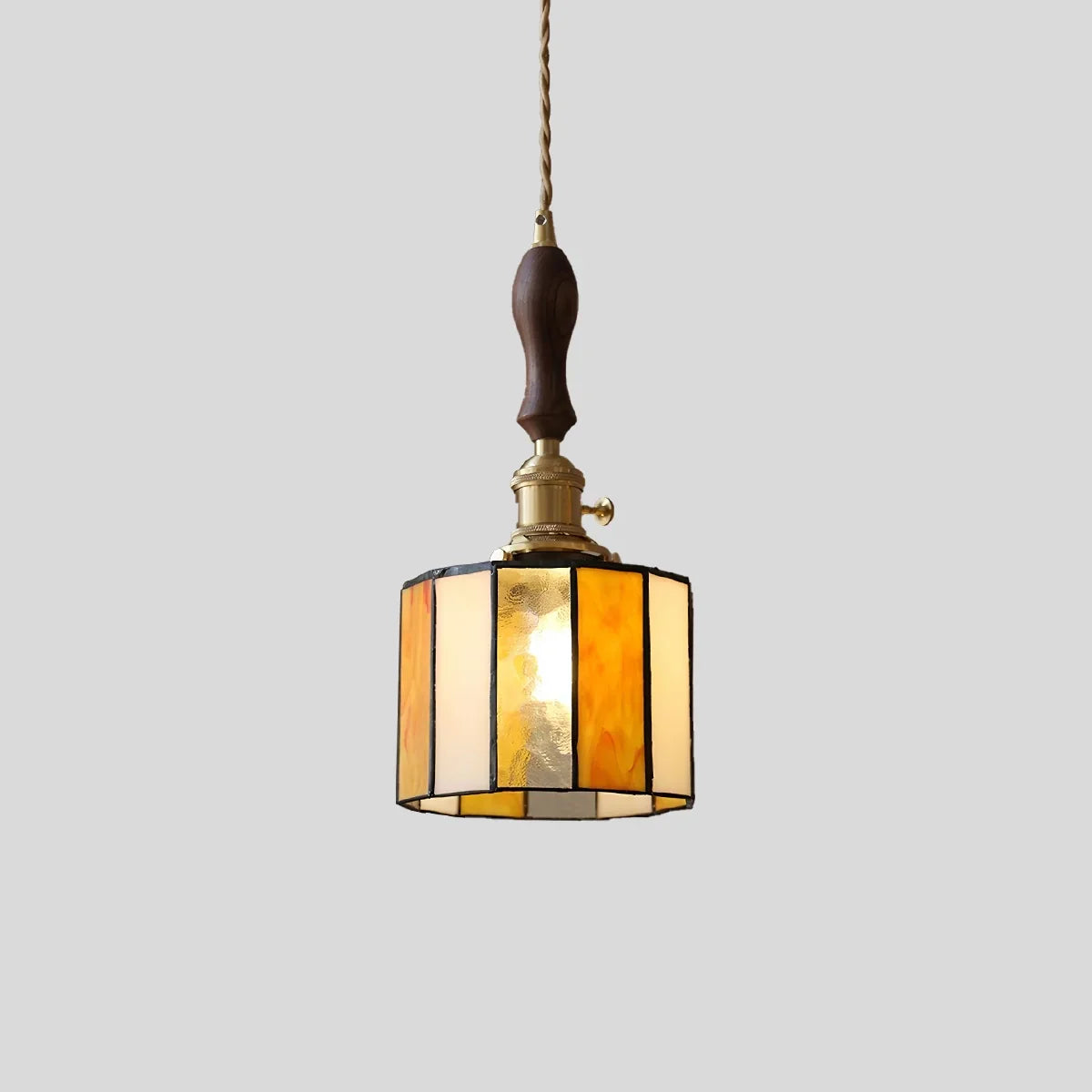 flairel Vintage Brass Glass Pendant Light