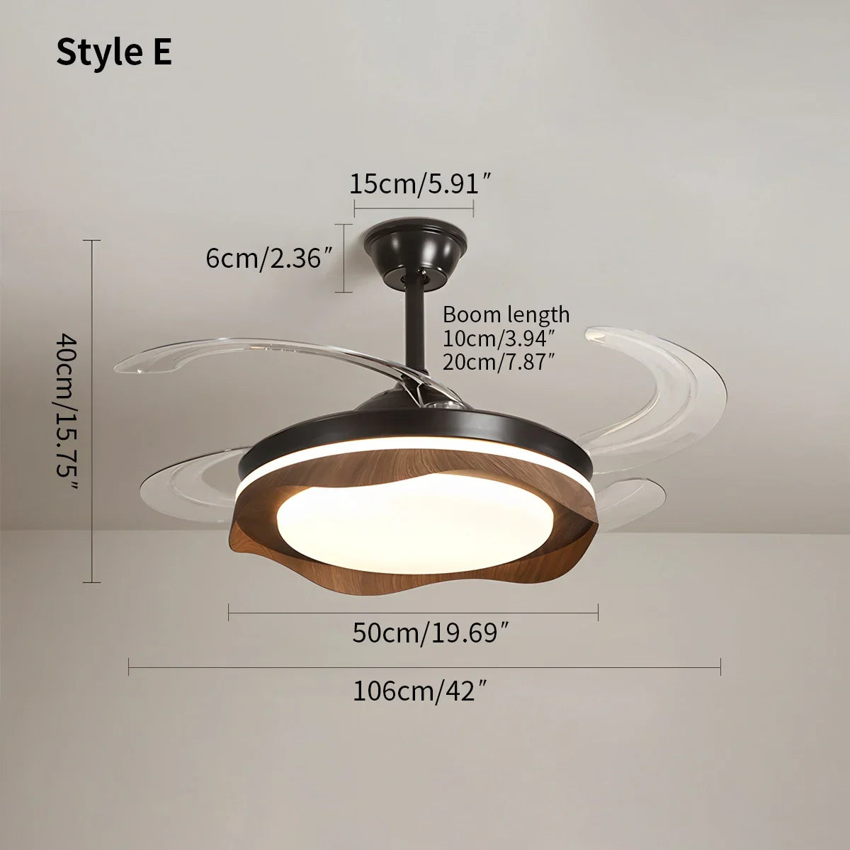 flairel Retractable Blade Ceiling Fan with Light