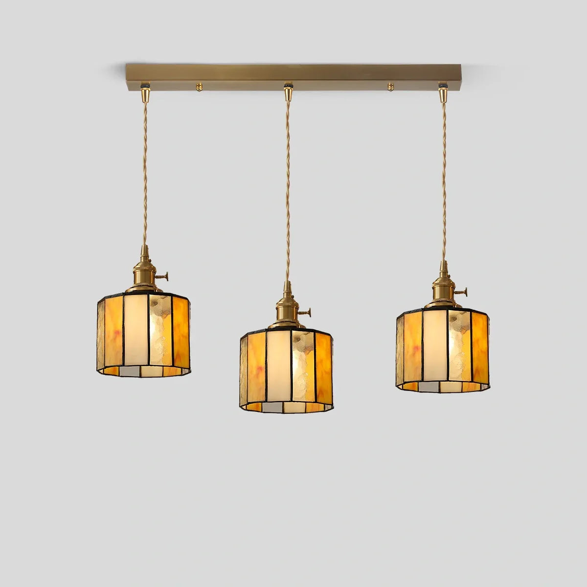 flairel Vintage Brass Glass Pendant Light