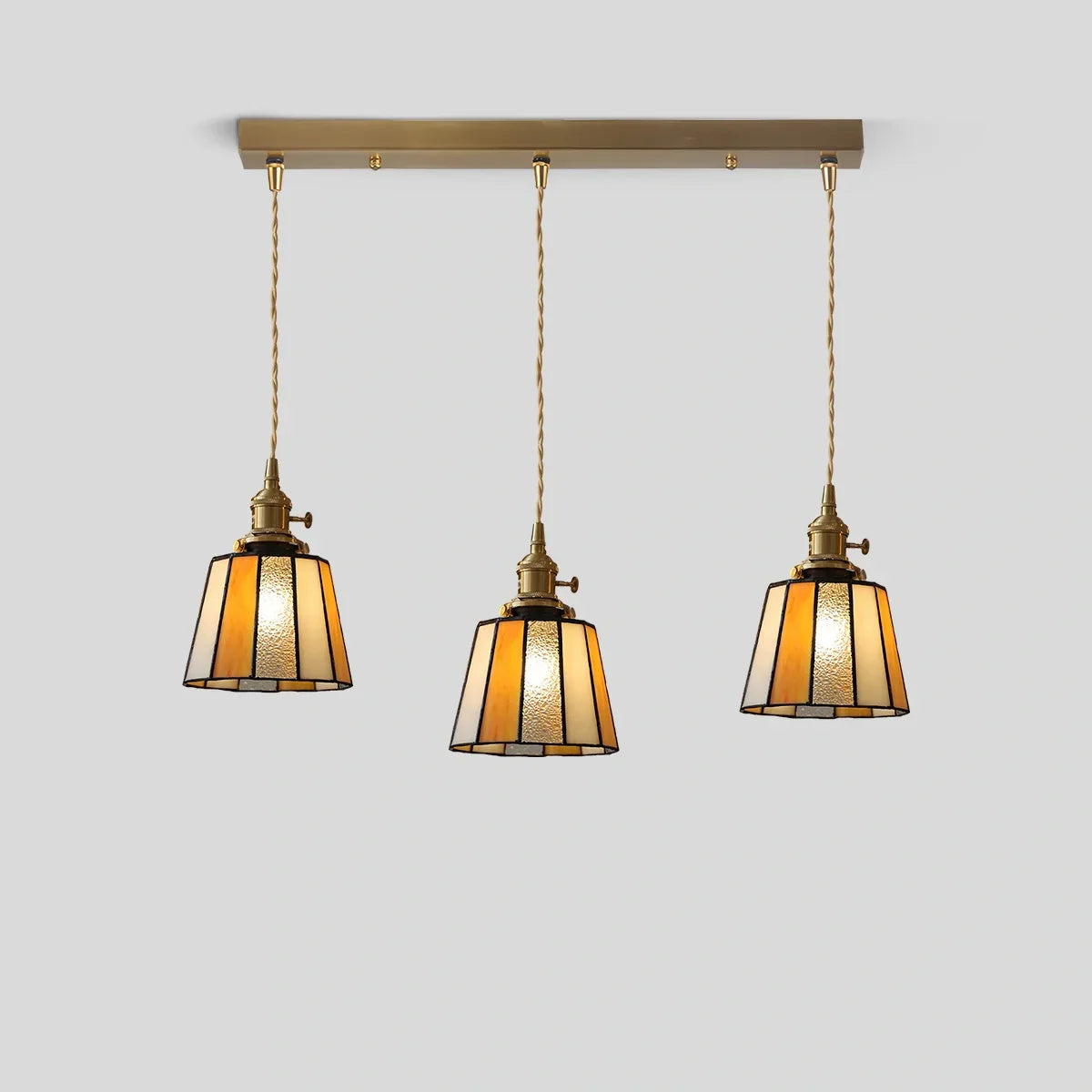 flairel Vintage Brass Glass Pendant Light