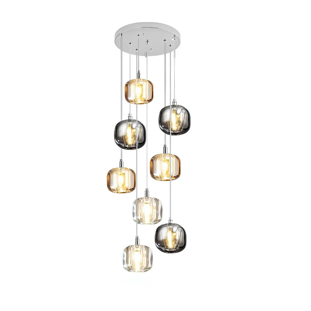 flairel Colored Glass Multi Pendant Chandelier