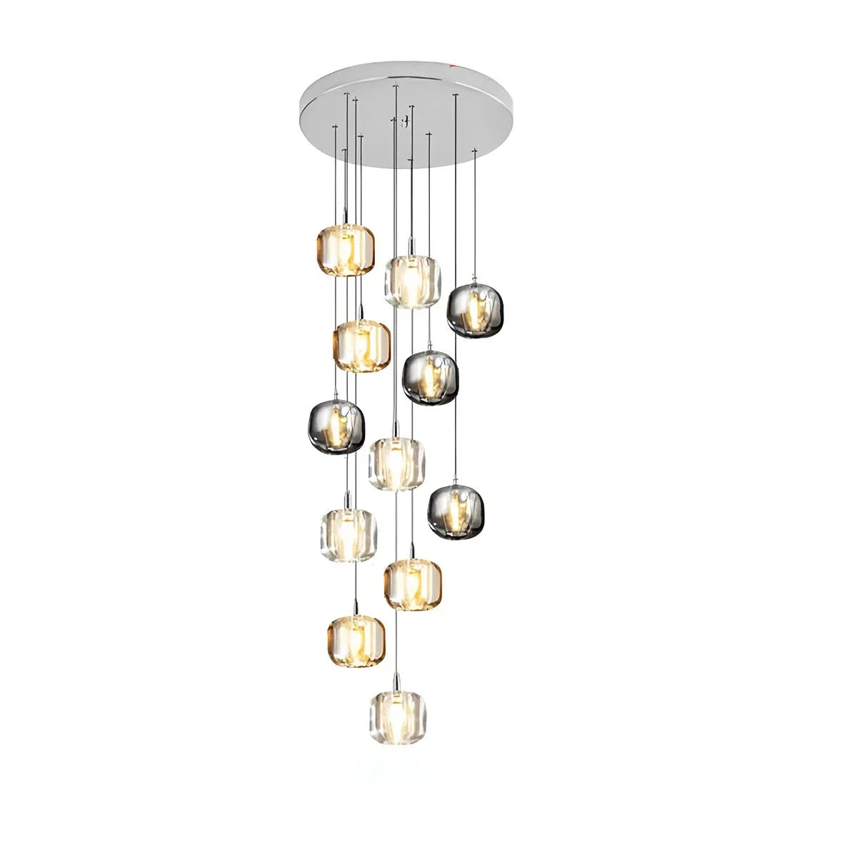 flairel Colored Glass Multi Pendant Chandelier
