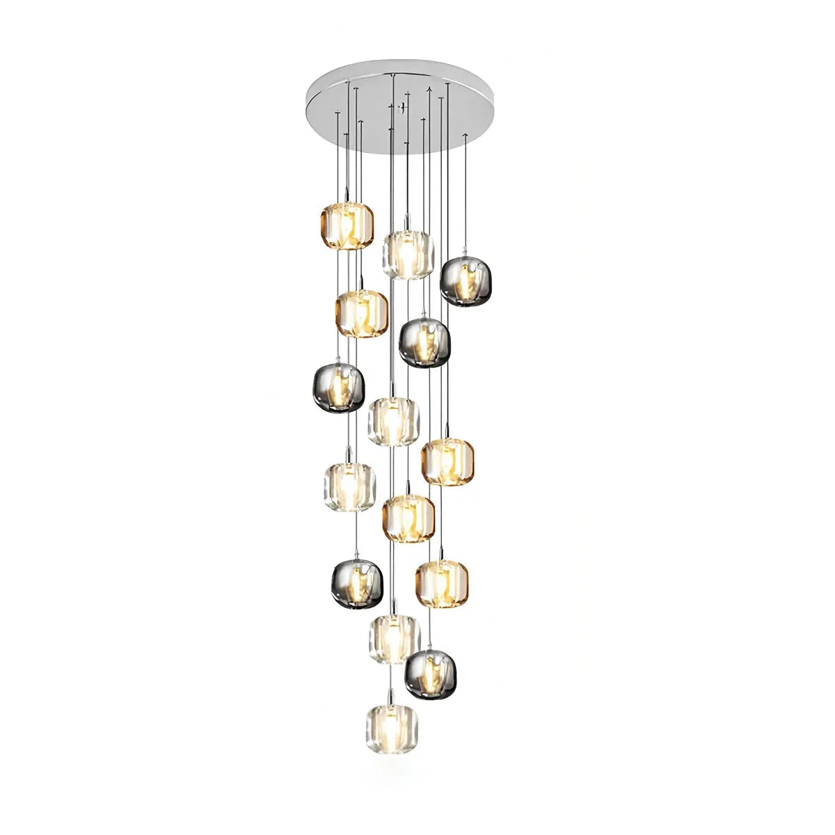 flairel Colored Glass Multi Pendant Chandelier