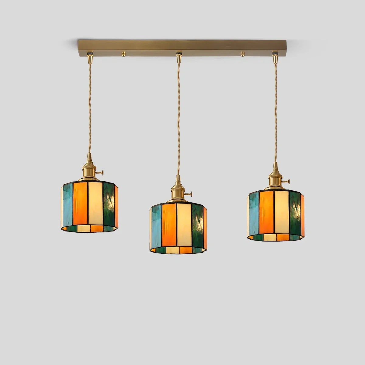 flairel Vintage Brass Glass Pendant Light