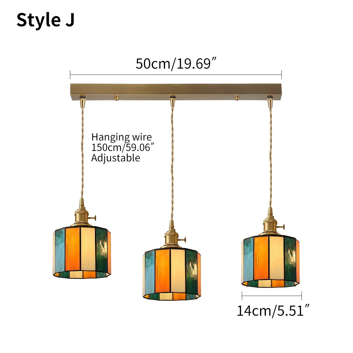 flairel Vintage Brass Glass Pendant Light