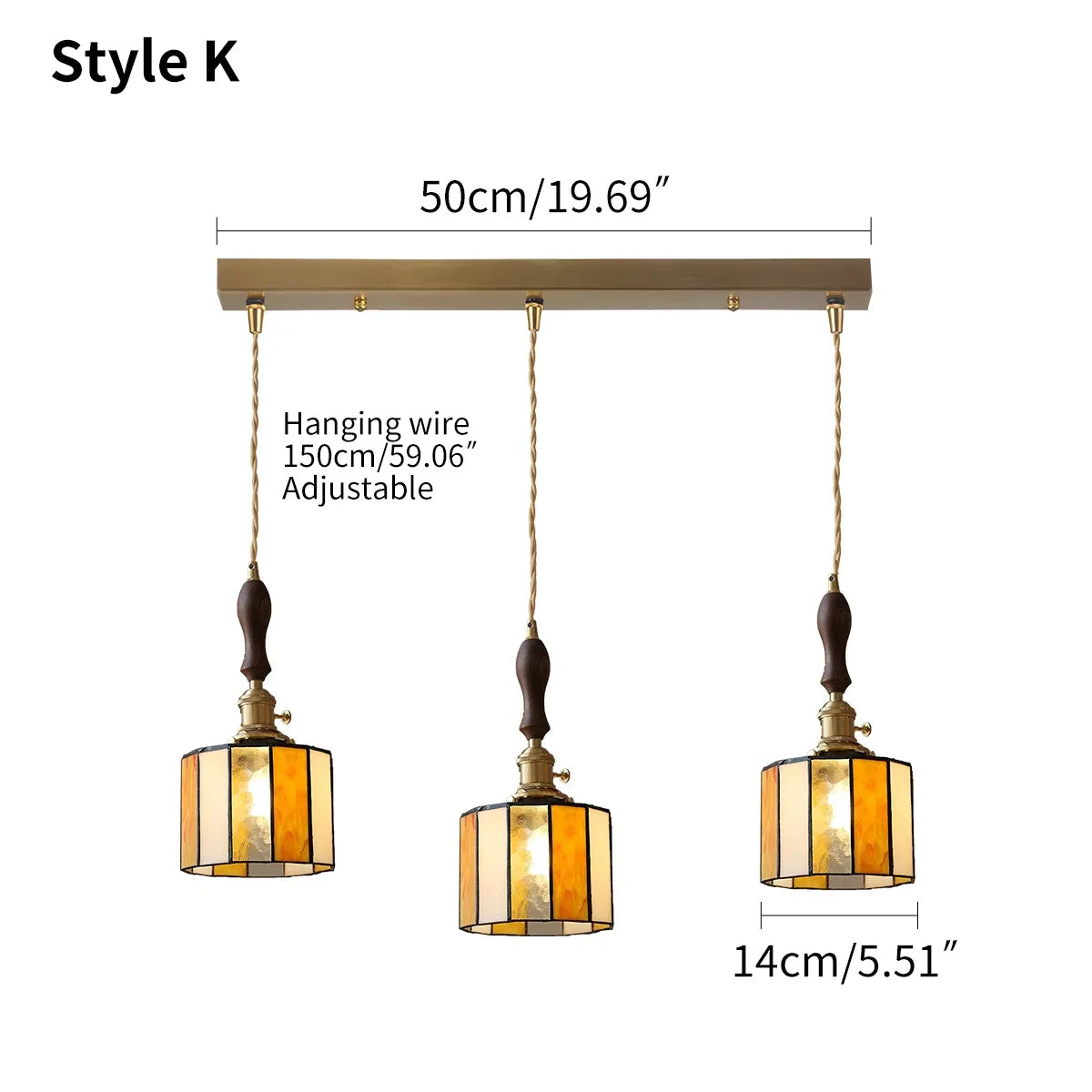 flairel Vintage Brass Glass Pendant Light