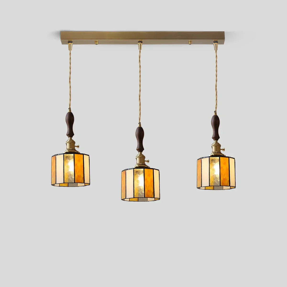 flairel Vintage Brass Glass Pendant Light